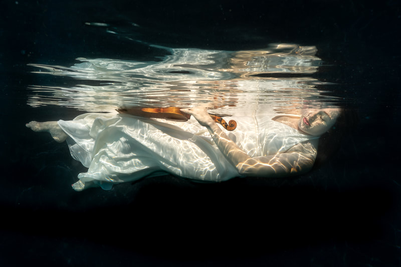underwater music, violin, violinist photography 